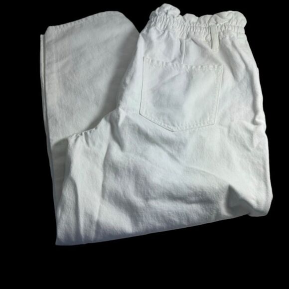 7 For All Mankind NWT White Paper Bag Waist Tapered Balloon Leg Crop Jeans Sz 30 - Picture 4 of 11